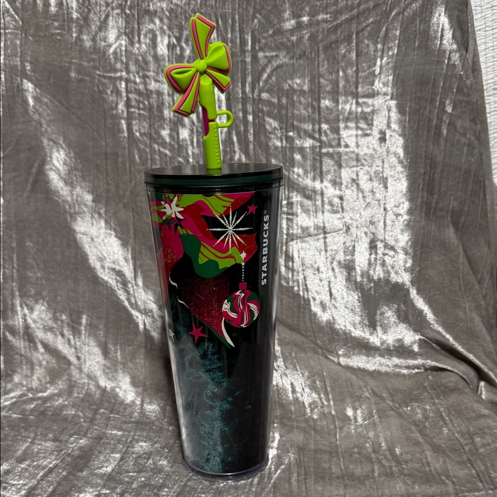 Starbucks Holiday 2023 Venti 24 oz insulate Cup Tumbler Green Ornaments & Topper
